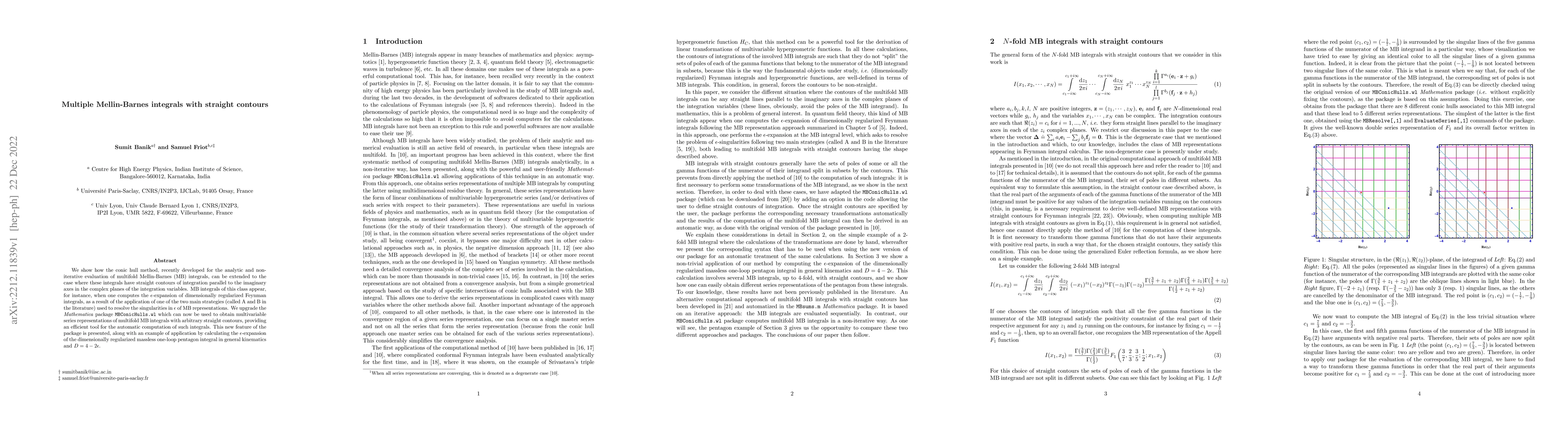 Thumbnail for Multiple Mellin-Barnes integrals with straight contours