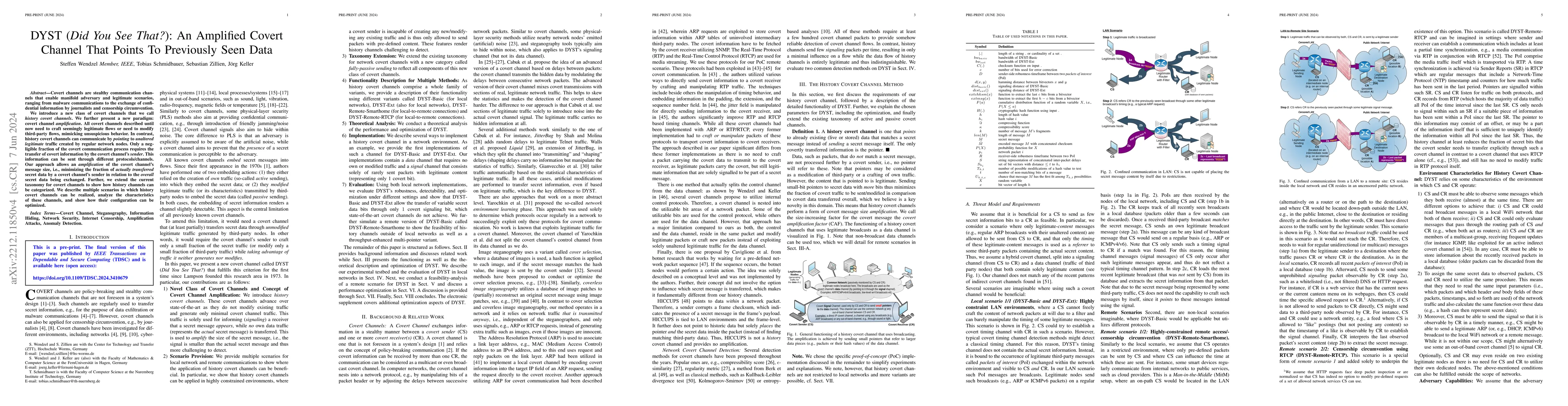 Thumbnail for DYST (Did You See That?): An Amplified Covert Channel That Points To
  Previously Seen Data