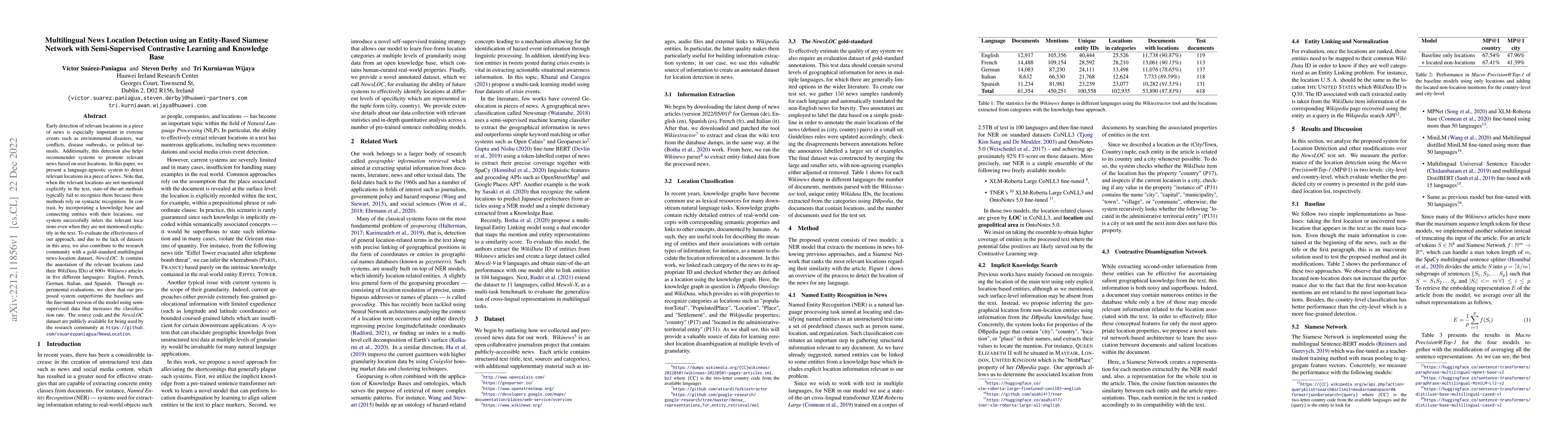 Thumbnail for Multilingual News Location Detection using an Entity-Based Siamese
  Network with Semi-Supervised Contrastive Learning and Knowledge Base