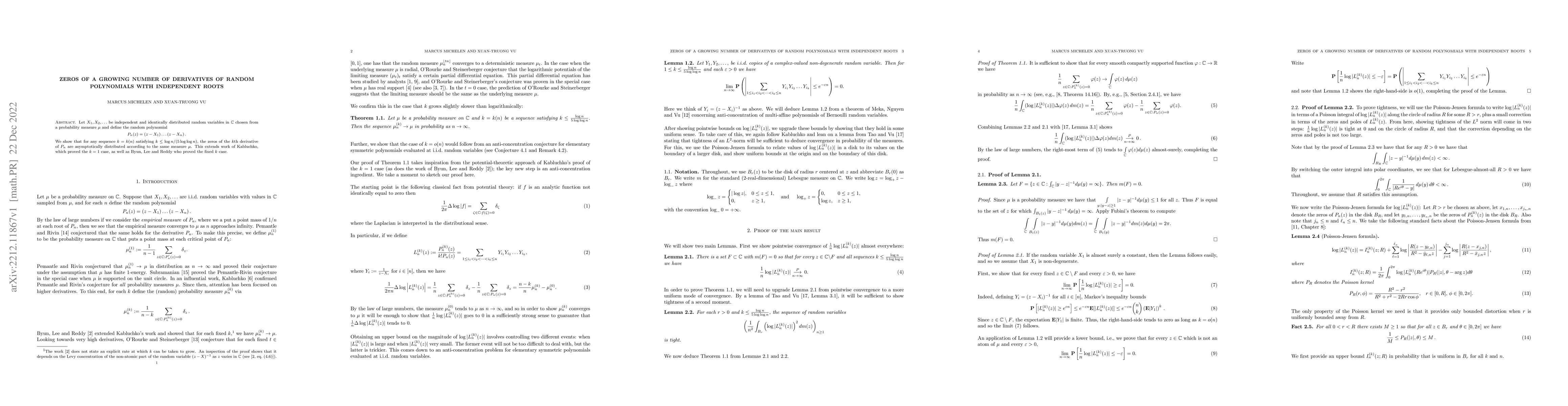 Thumbnail for Zeros of a growing number of derivatives of random polynomials with
  independent roots