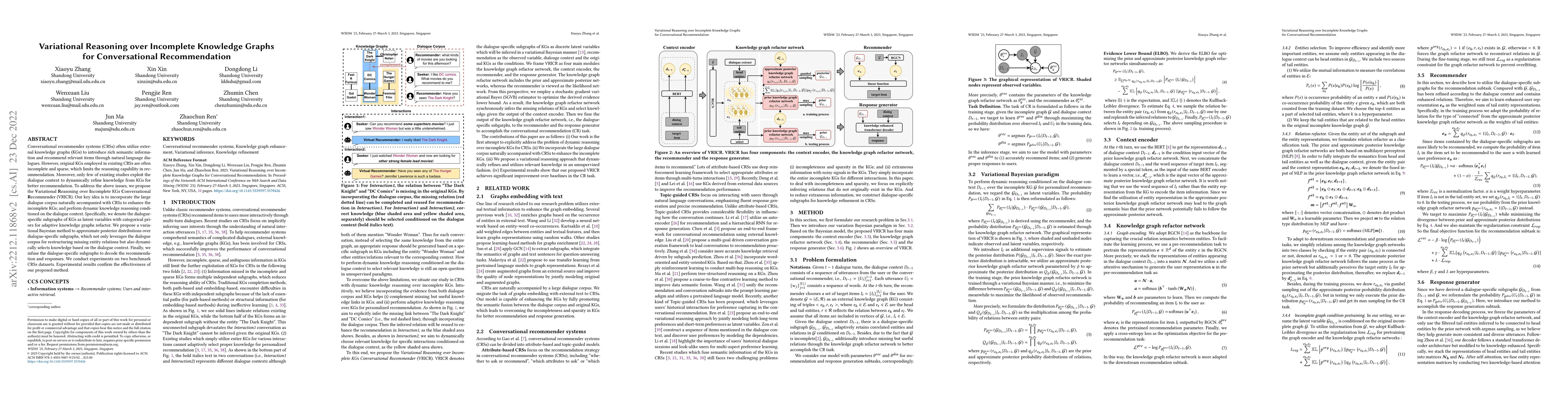 Thumbnail for Variational Reasoning over Incomplete Knowledge Graphs for
  Conversational Recommendation