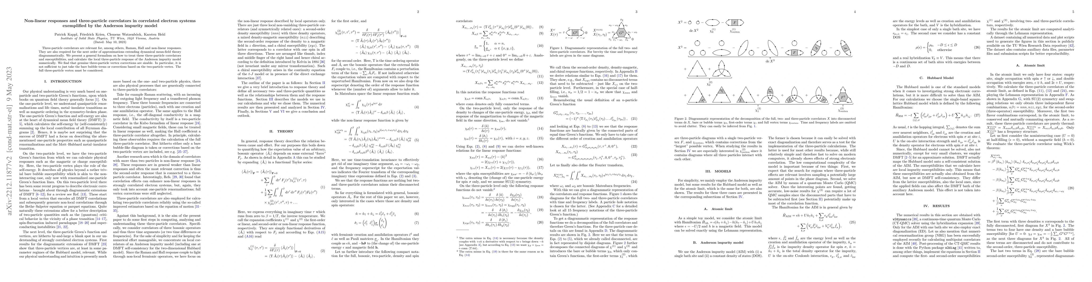 Thumbnail for Non-linear responses and three-particle correlators in correlated
  electron systems exemplified by the Anderson impurity model