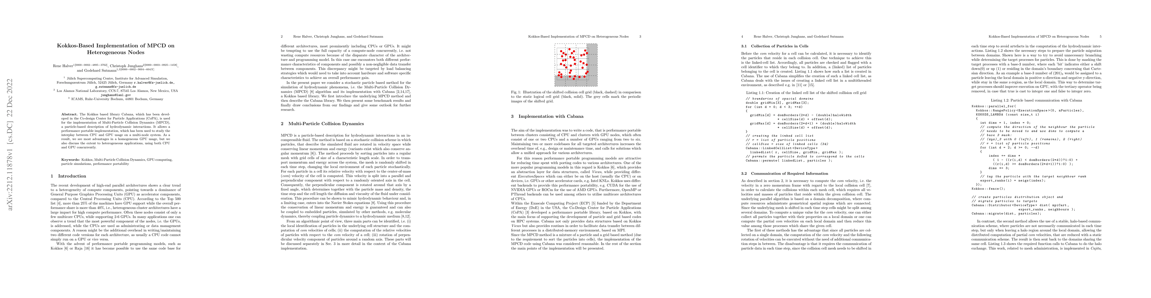 Thumbnail for Kokkos-Based Implementation of MPCD on Heterogeneous Nodes