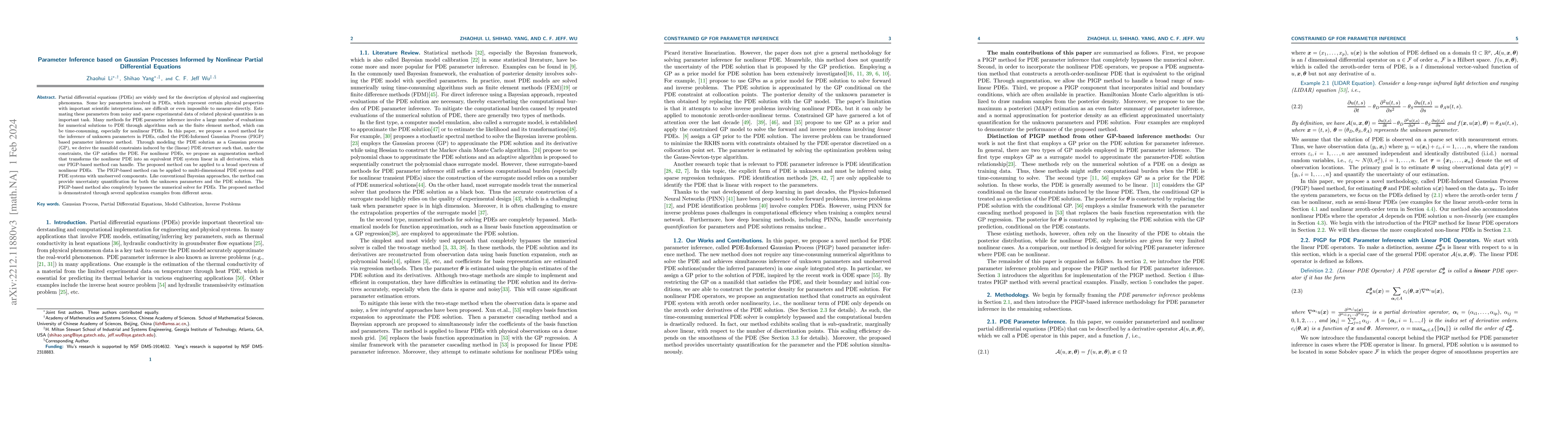 Thumbnail for Parameter Inference based on Gaussian Processes Informed by Nonlinear
  Partial Differential Equations