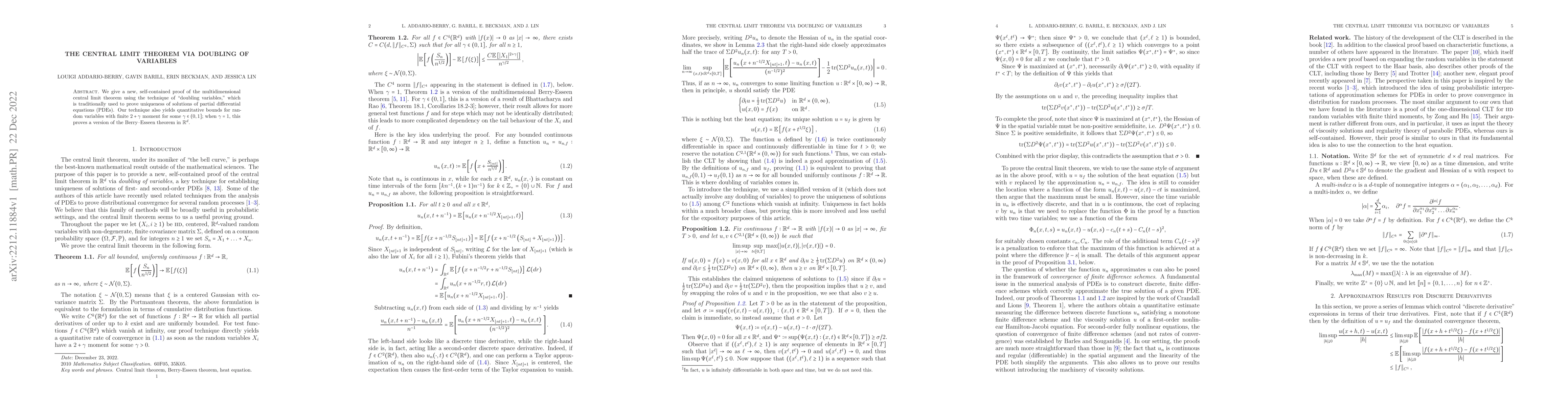 Thumbnail for The central limit theorem via doubling of variables