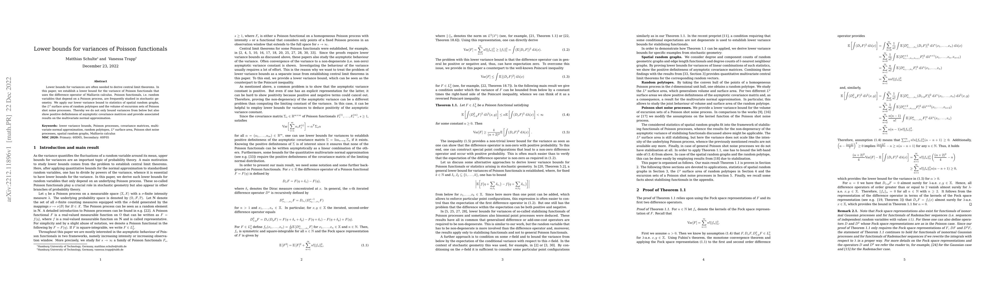Thumbnail for Lower bounds for variances of Poisson functionals