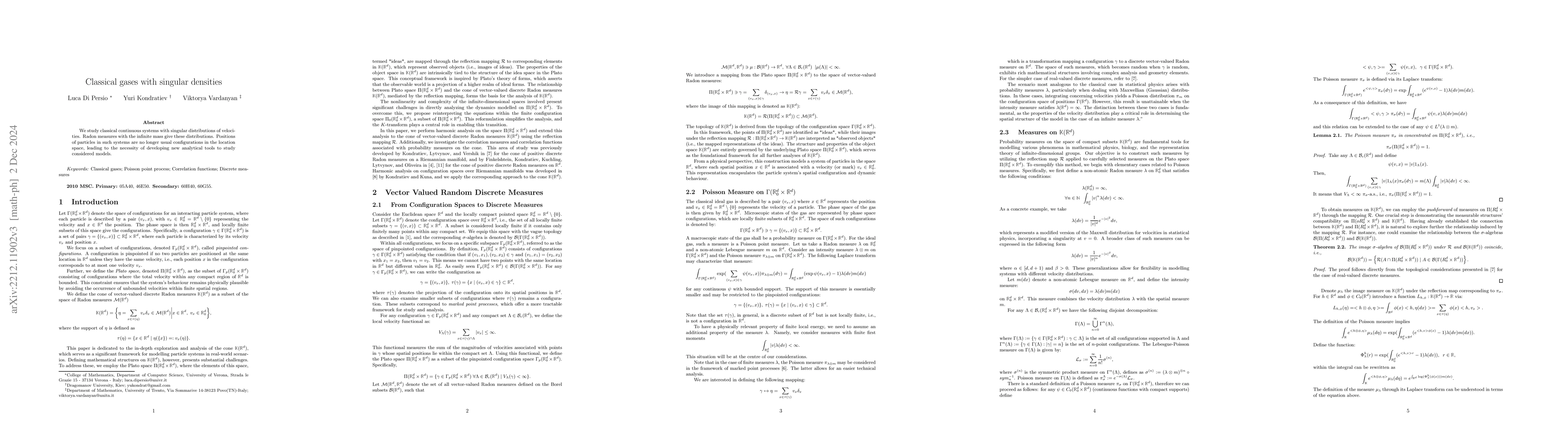 Thumbnail for Classical gases with singular densities