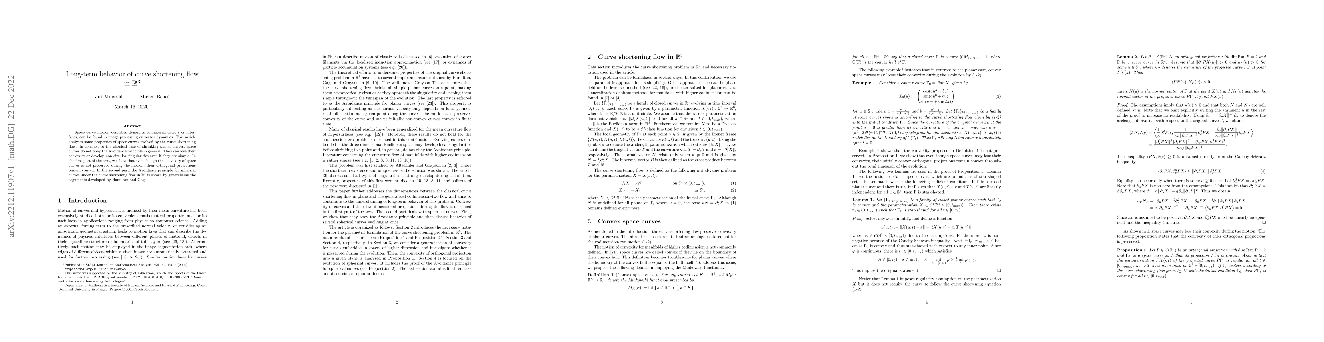 Thumbnail for Long-term behavior of curve shortening flow in $\mathbb{R}^3$