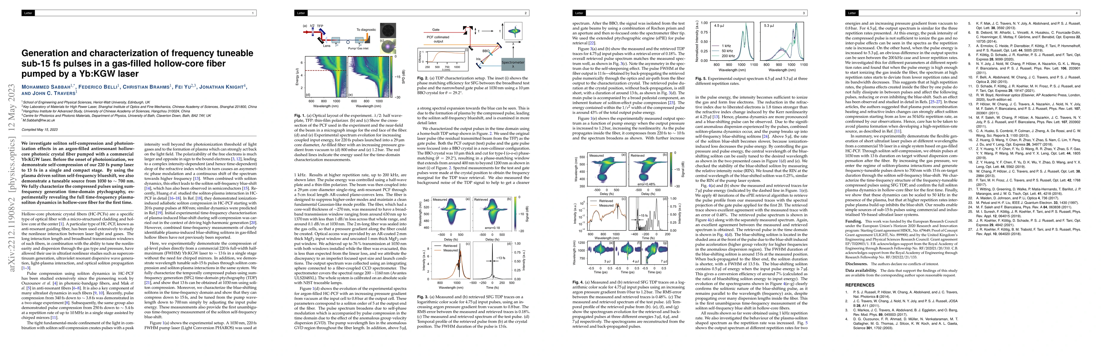 Thumbnail for Generation and characterization of frequency tuneable sub-15 fs pulses
  in a gas-filled hollow-core fiber pumped by a Yb:KGW laser
