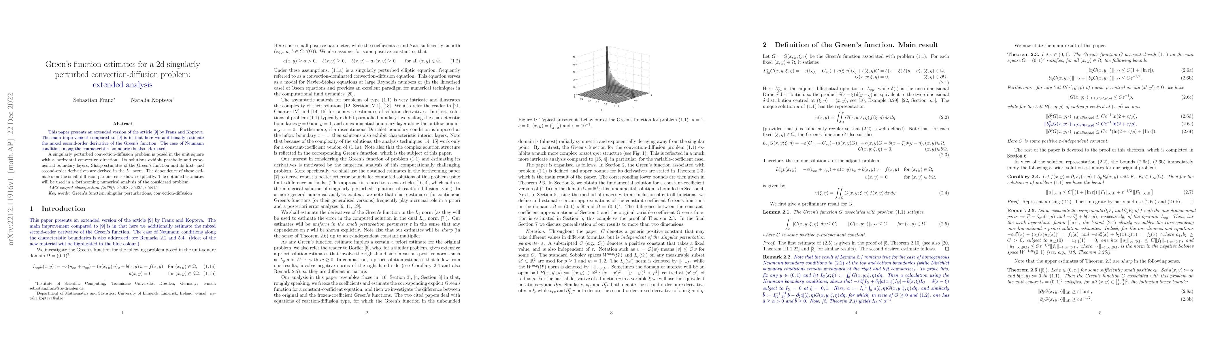 Thumbnail for Green's function estimates for a 2d singularly perturbed
  convection-diffusion problem: extended analysis