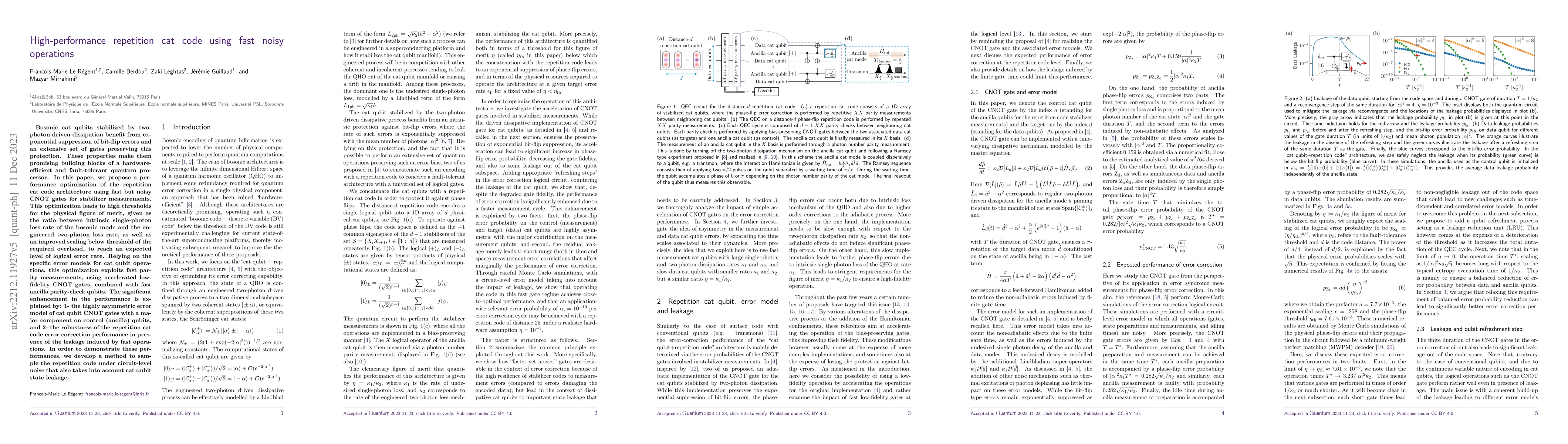 Thumbnail for High-performance repetition cat code using fast noisy operations