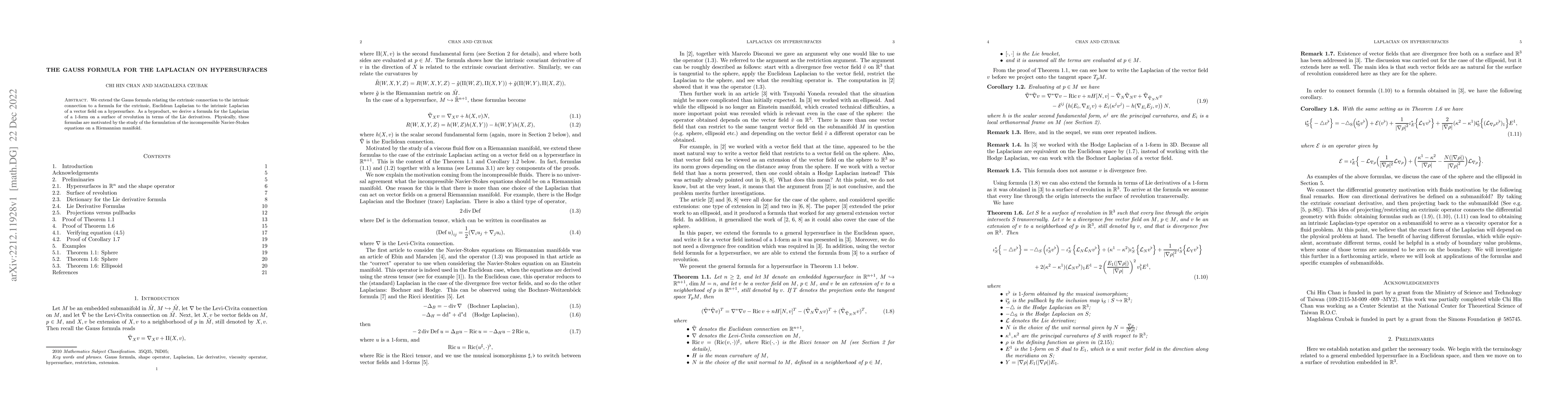 Thumbnail for The Gauss formula for the Laplacian on hypersurfaces