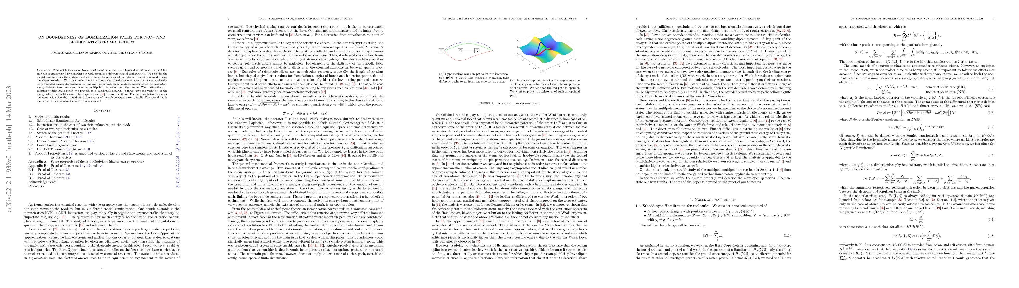 Thumbnail for On boundedness of isomerization paths for non- and semirelativistic
  molecules