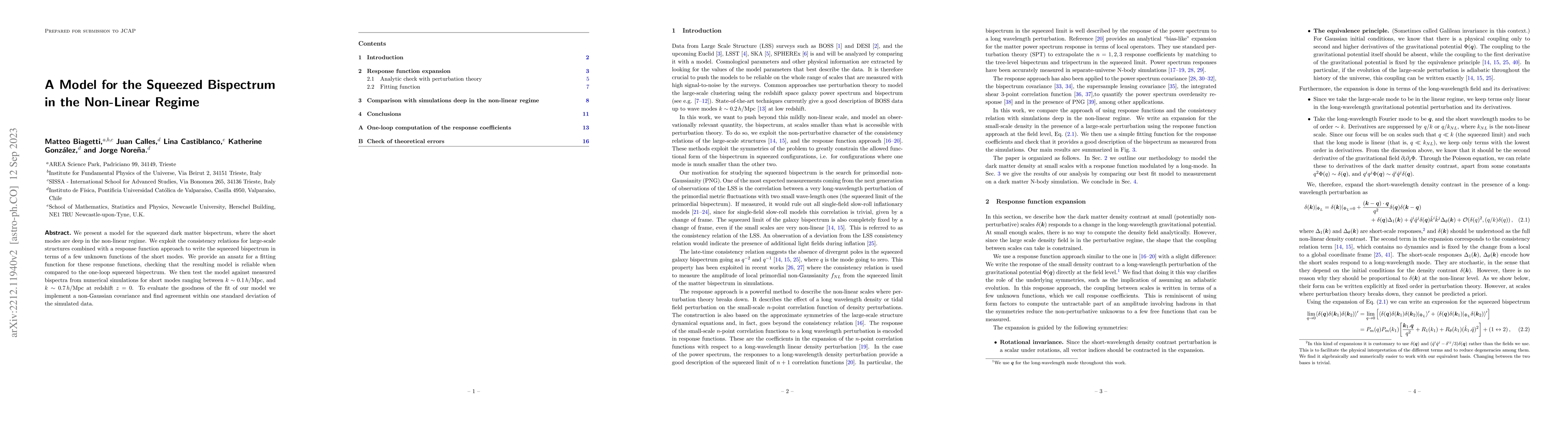 Thumbnail for A Model for the Squeezed Bispectrum in the Non-Linear Regime