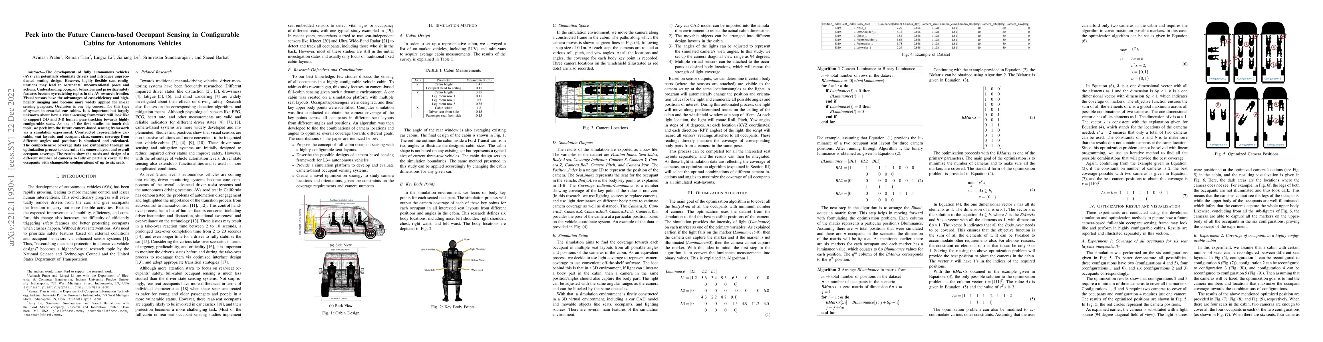 Thumbnail for Peek into the Future Camera-based Occupant Sensing in Configurable
  Cabins for Autonomous Vehicles