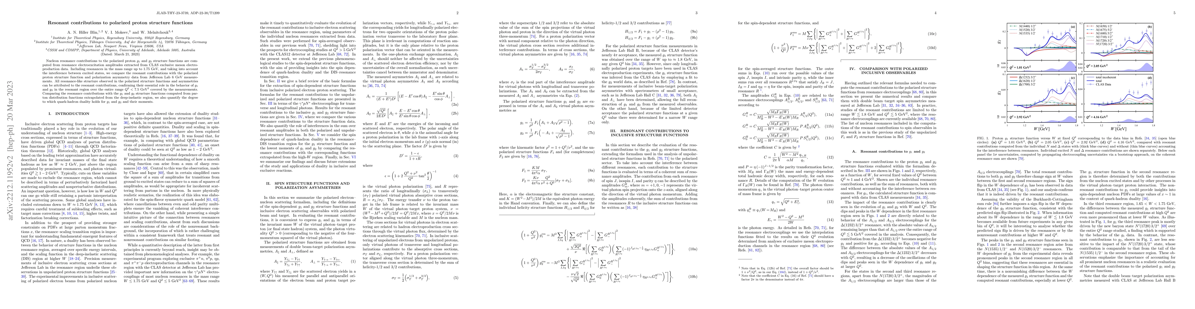 Thumbnail for Resonant contributions to polarized proton structure functions
