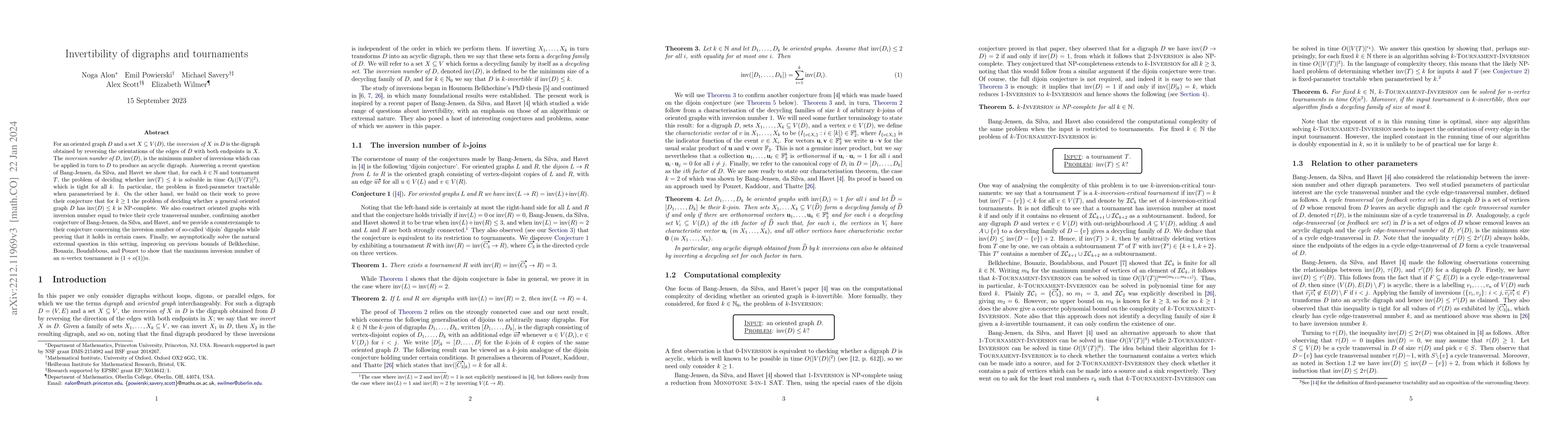 Thumbnail for Invertibility of digraphs and tournaments