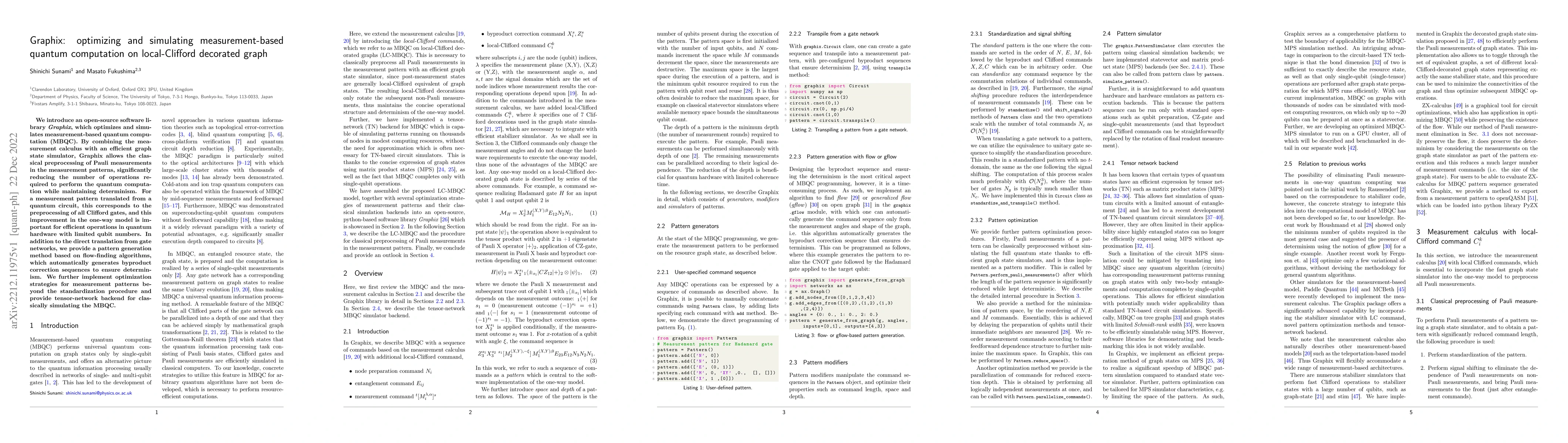 Thumbnail for Graphix: optimizing and simulating measurement-based quantum computation
  on local-Clifford decorated graph