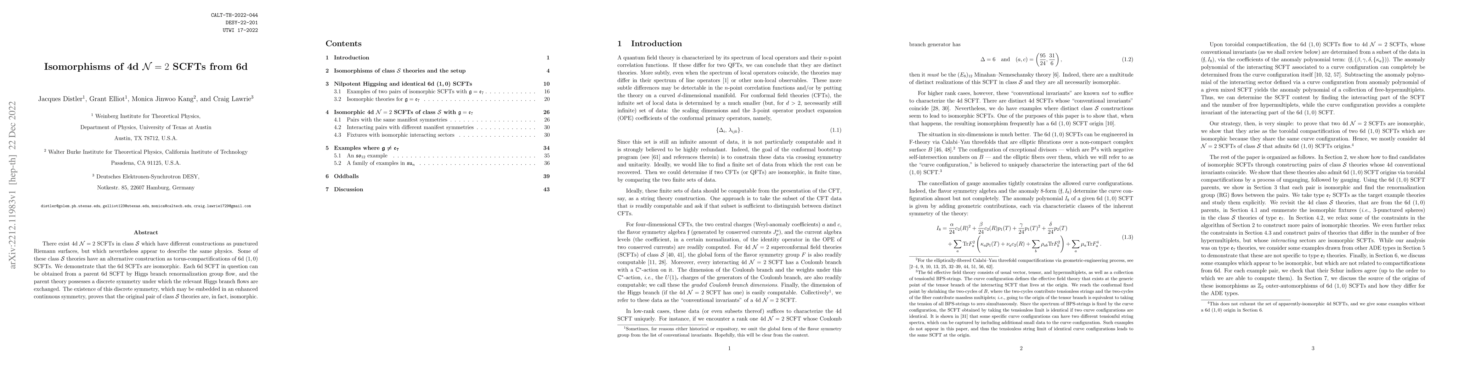 Thumbnail for Isomorphisms of 4d N=2 SCFTs from 6d