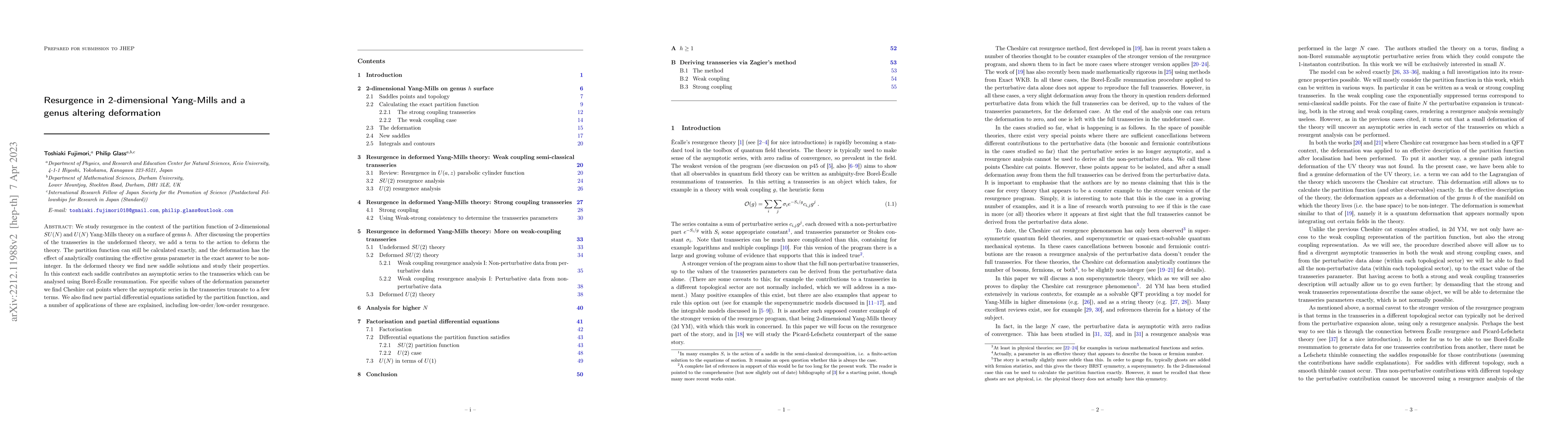 Thumbnail for Resurgence in 2-dimensional Yang-Mills and a genus altering deformation
