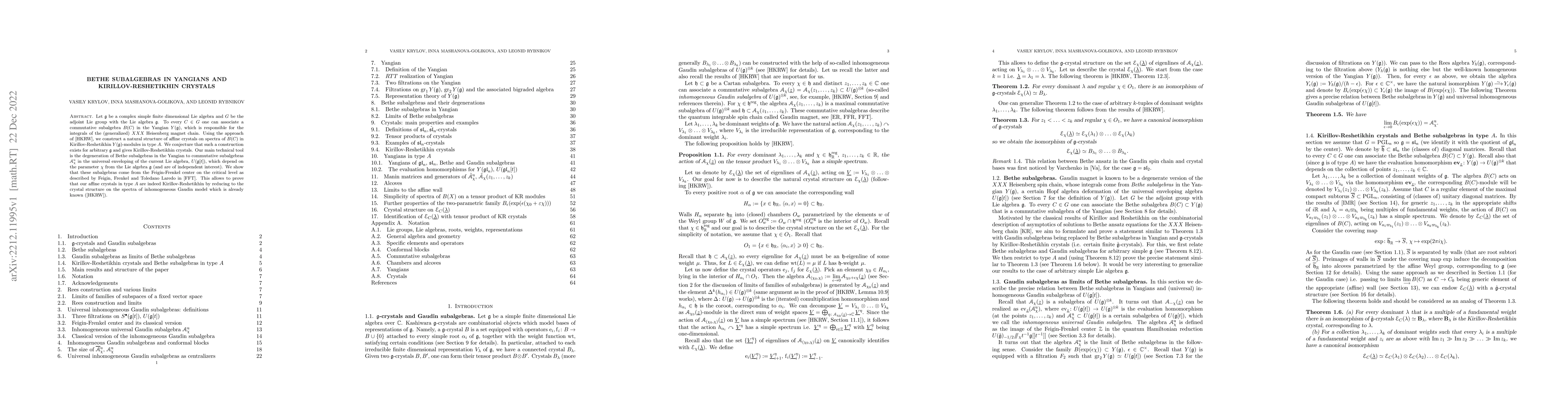 Thumbnail for Bethe subalgebras in Yangians and Kirillov-Reshetikhin crystals