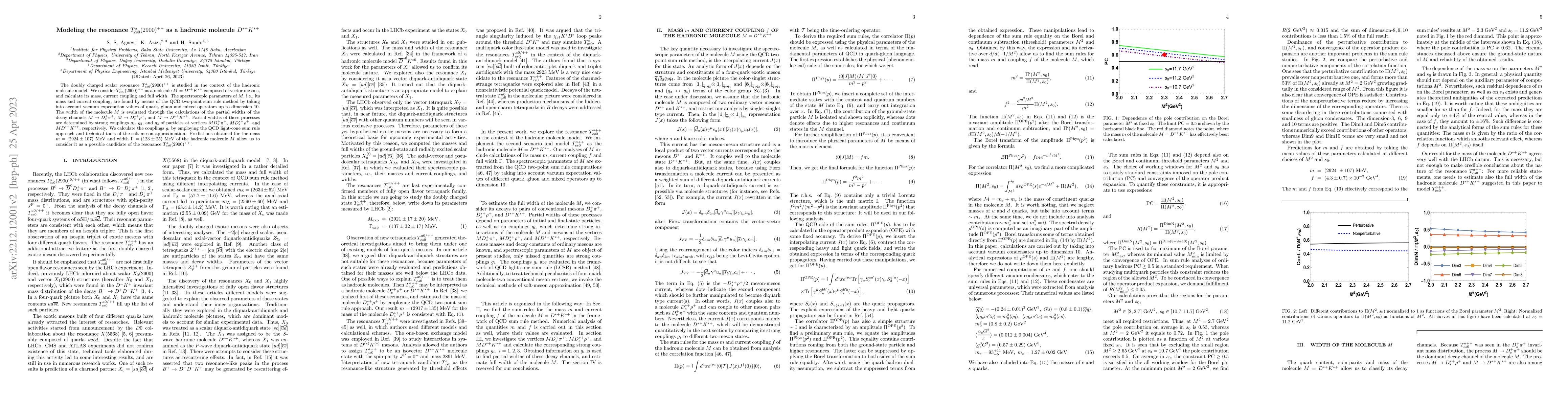 Thumbnail for Modeling the resonance $T_{cs0}^{a}(2900)^{++}$ as a hadronic molecule
  $D^{\ast +}K^{\ast +}$