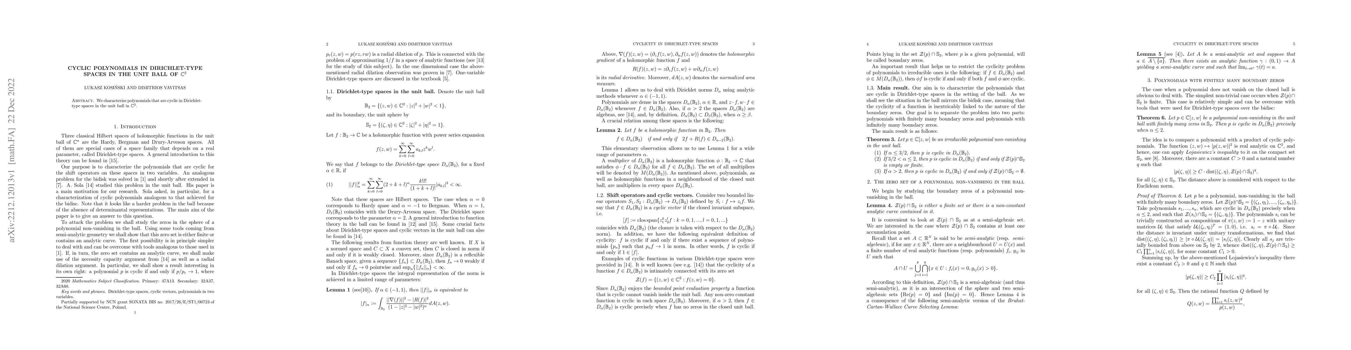 Thumbnail for Cyclic polynomials in Dirichlet-type spaces in the unit ball of $\mathbb
  C^2$