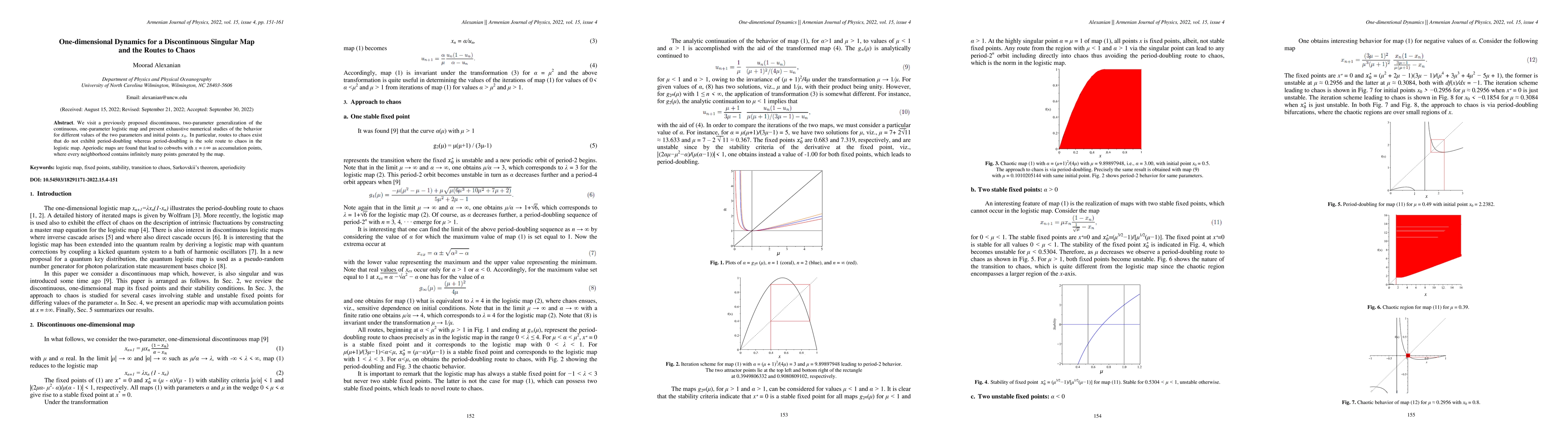 Thumbnail for One-dimensional Dynamics for a Discontinuous Singular Map and the Routes
  to Chaos