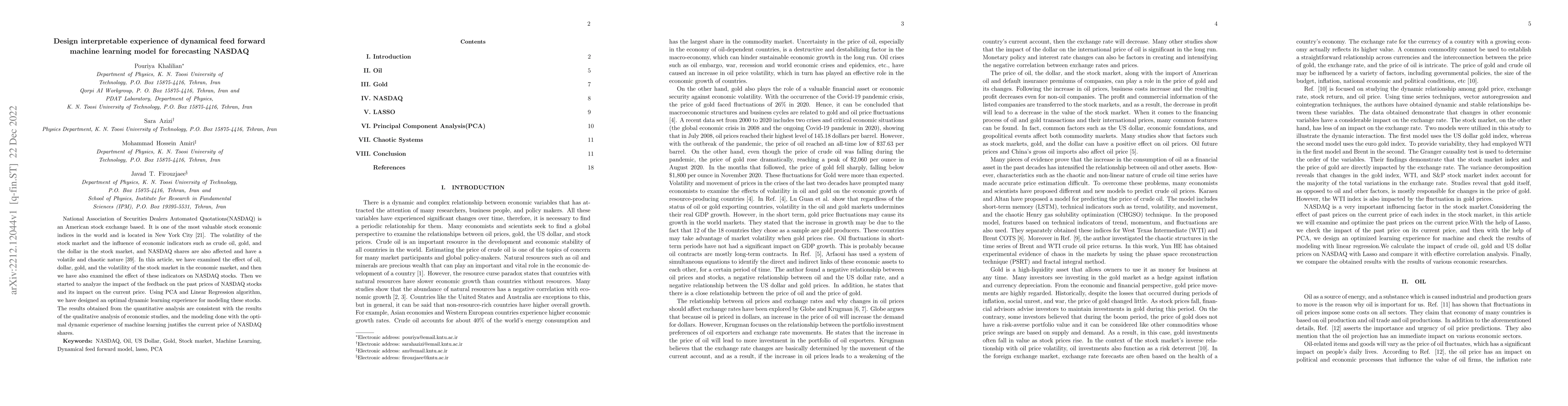 Thumbnail for Design interpretable experience of dynamical feed forward machine
  learning model for forecasting NASDAQ