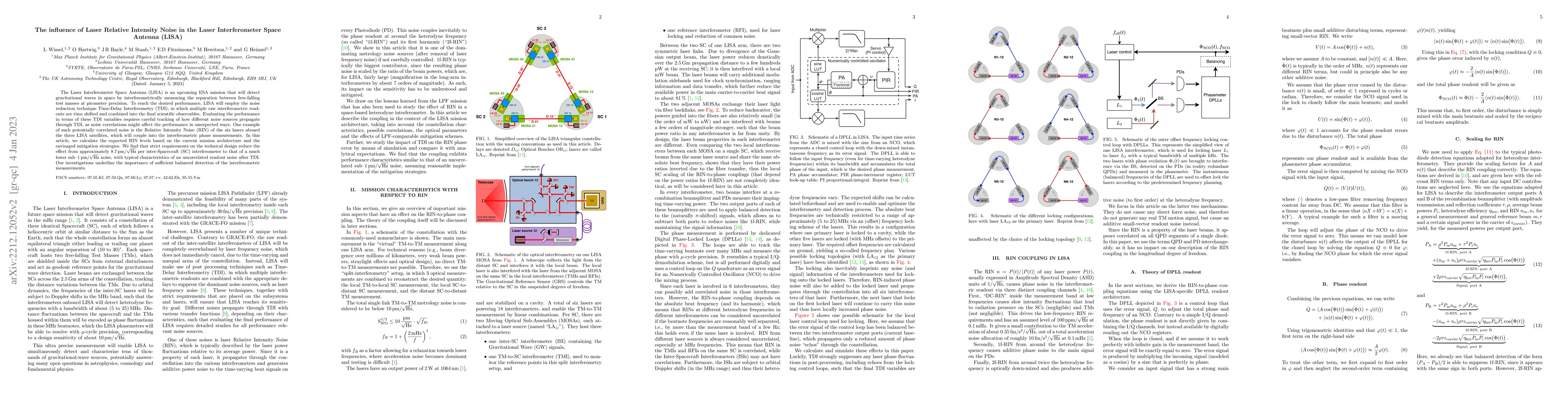 Thumbnail for The influence of laser relative intensity noise in the Laser
  Interferometer Space Antenna