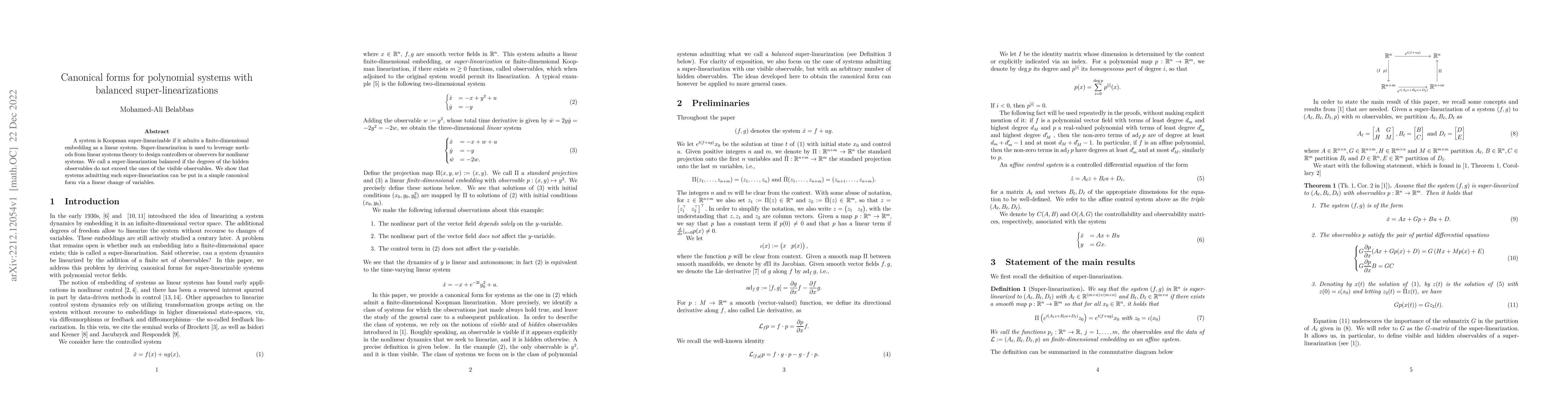 Thumbnail for Canonical forms for polynomial systems with balanced
  super-linearizations