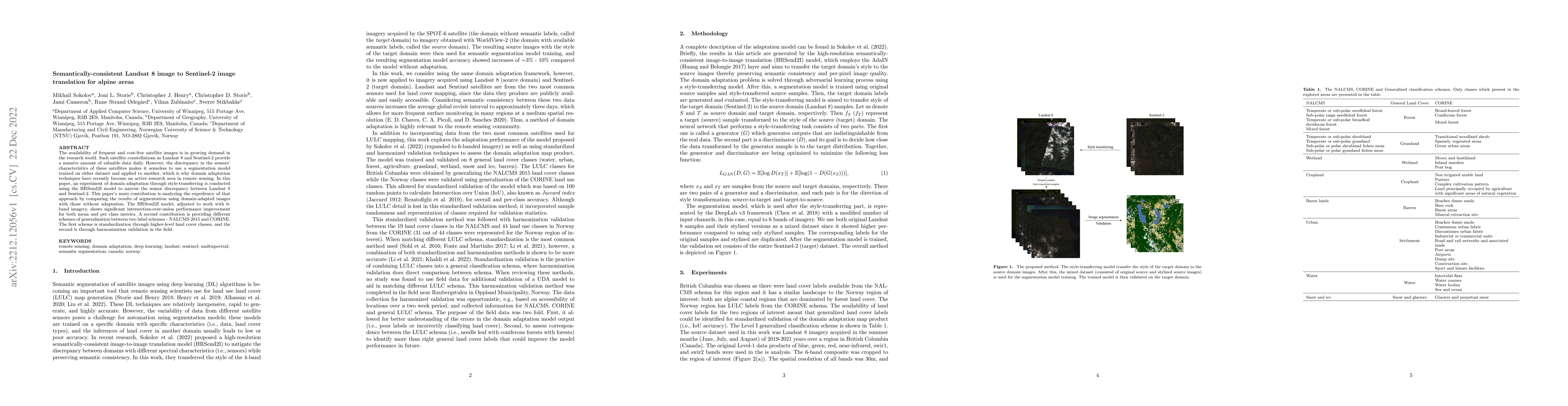 Thumbnail for Semantically-consistent Landsat 8 image to Sentinel-2 image translation
  for alpine areas