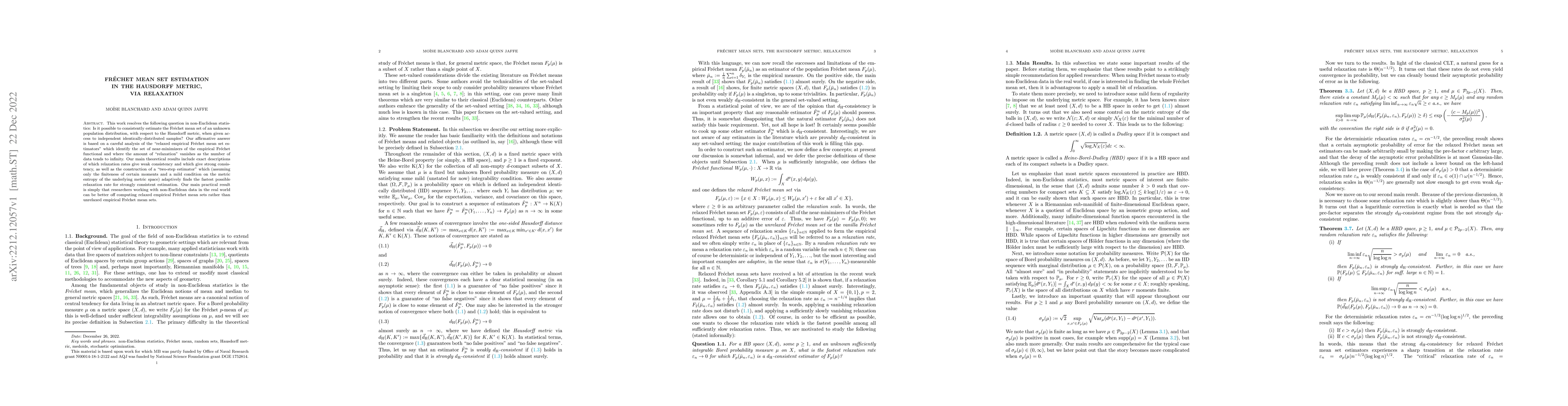 Thumbnail for Fr\'echet Mean Set Estimation in the Hausdorff Metric, via Relaxation