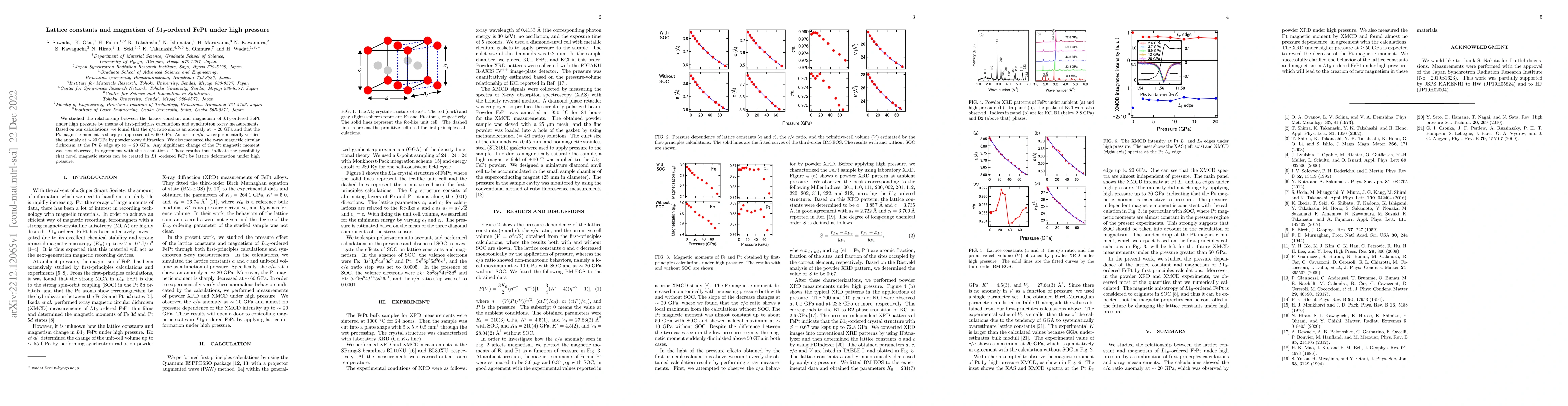 Thumbnail for Lattice constants and magnetism of L10-ordered FePt under high pressure
