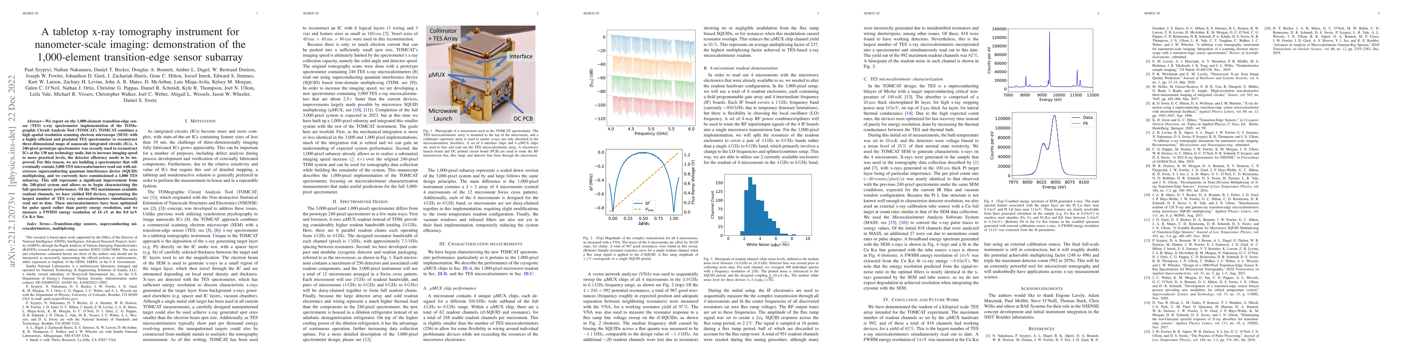 Thumbnail for A tabletop x-ray tomography instrument for nanometer-scale imaging:
  demonstration of the 1,000-element transition-edge sensor subarray