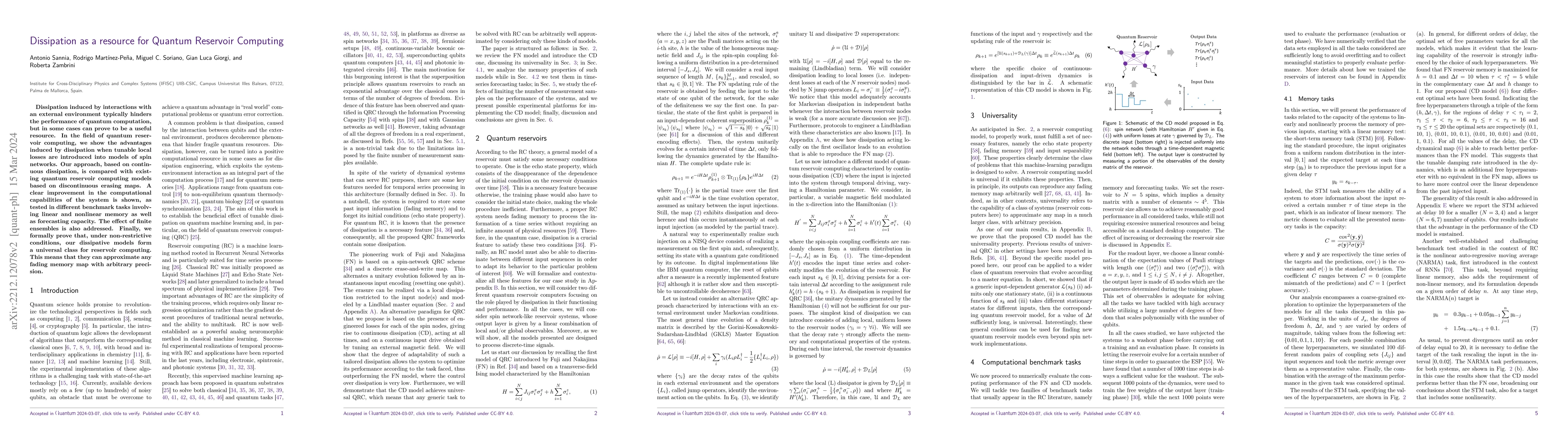 Thumbnail for Dissipation as a resource for Quantum Reservoir Computing