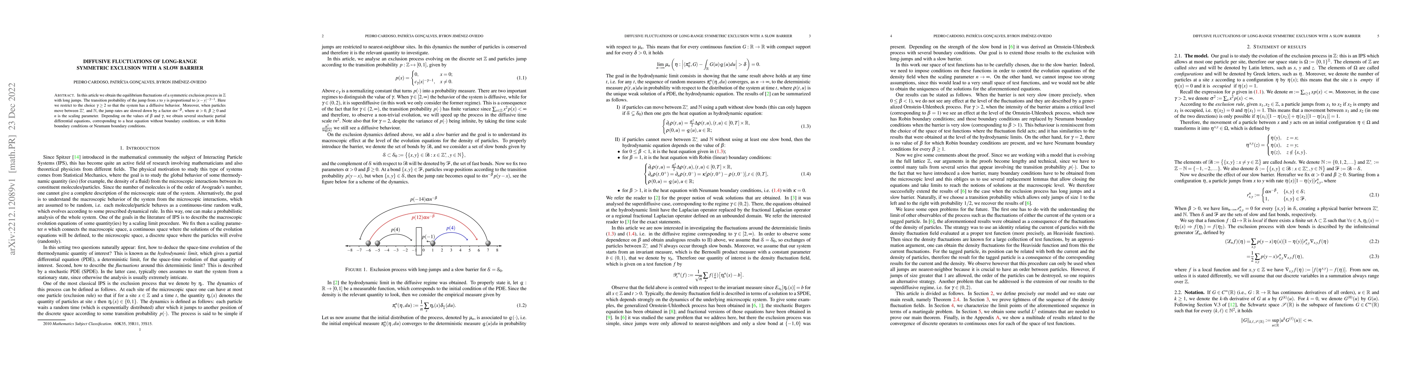 Thumbnail for Diffusive fluctuations of long-range symmetric exclusion with a slow
  barrier