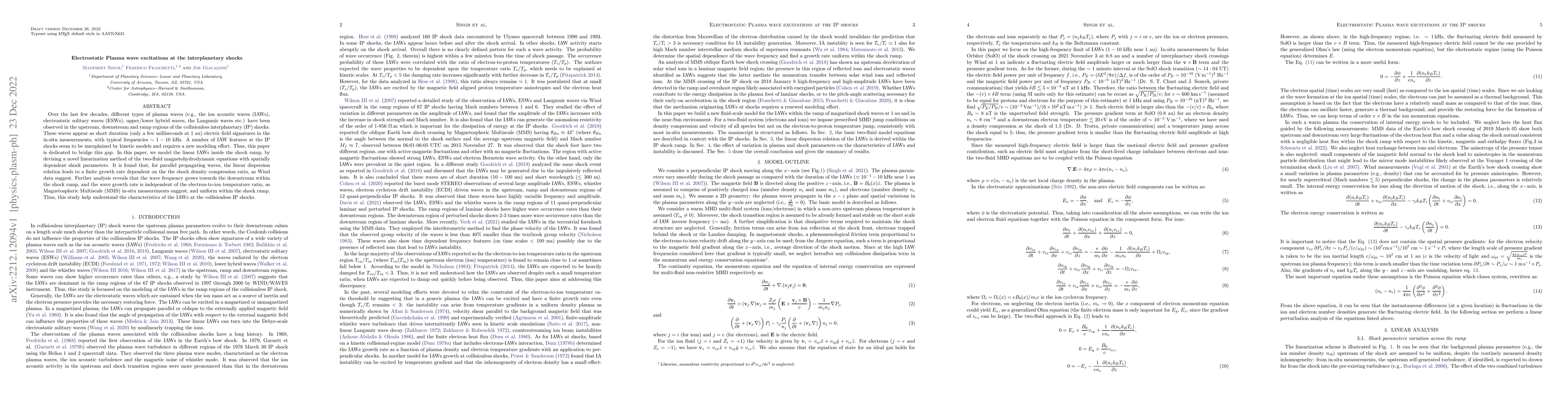 Thumbnail for Electrostatic Plasma wave excitations at the interplanetary shocks