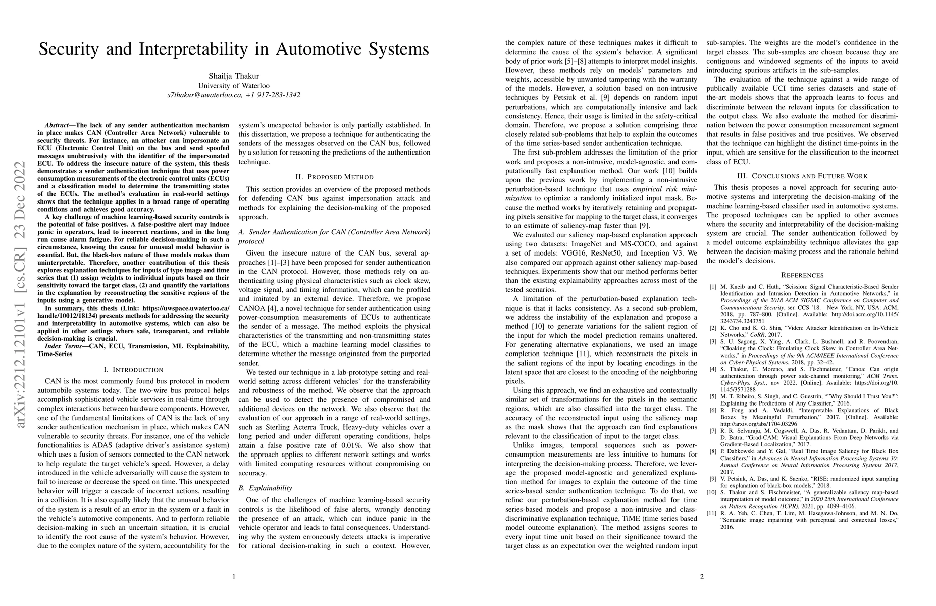 Thumbnail for Security and Interpretability in Automotive Systems