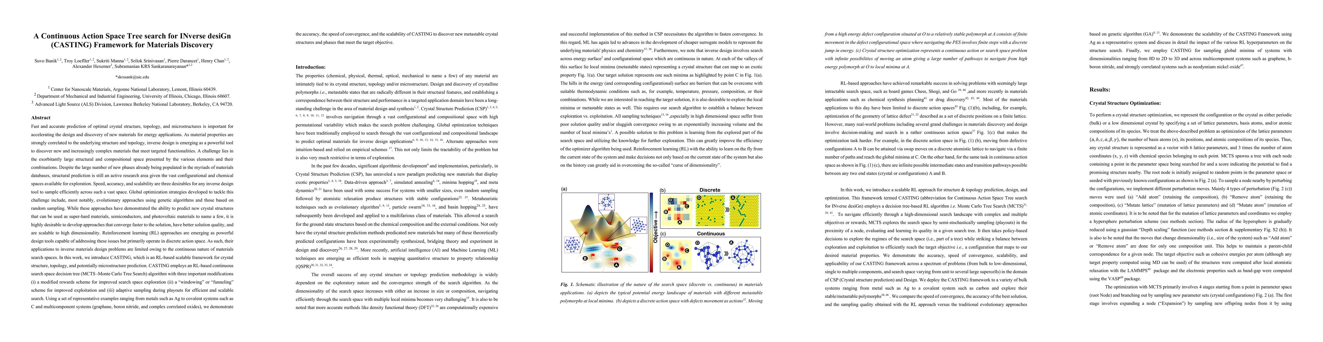 Thumbnail for A Continuous Action Space Tree search for INverse desiGn (CASTING)
  Framework for Materials Discovery
