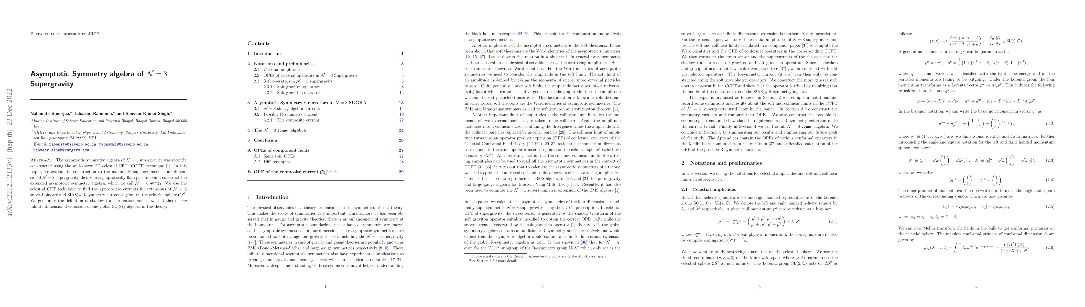 Thumbnail for Asymptotic Symmetry algebra of $\mathcal{N}=8$ Supergravity