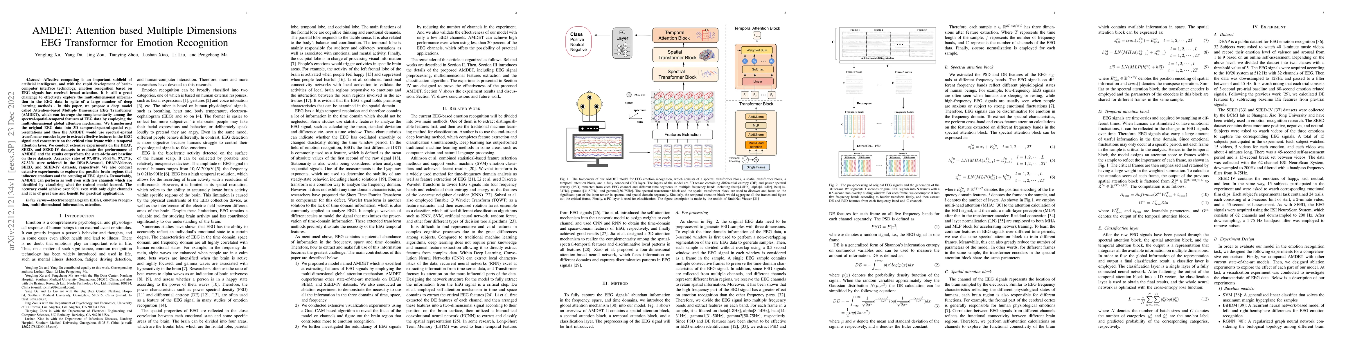 Thumbnail for AMDET: Attention based Multiple Dimensions EEG Transformer for Emotion
  Recognition