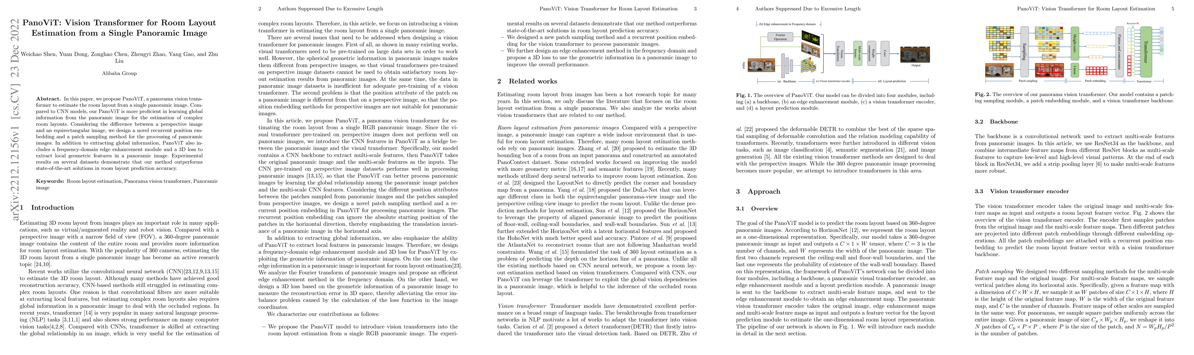 Thumbnail for PanoViT: Vision Transformer for Room Layout Estimation from a Single
  Panoramic Image