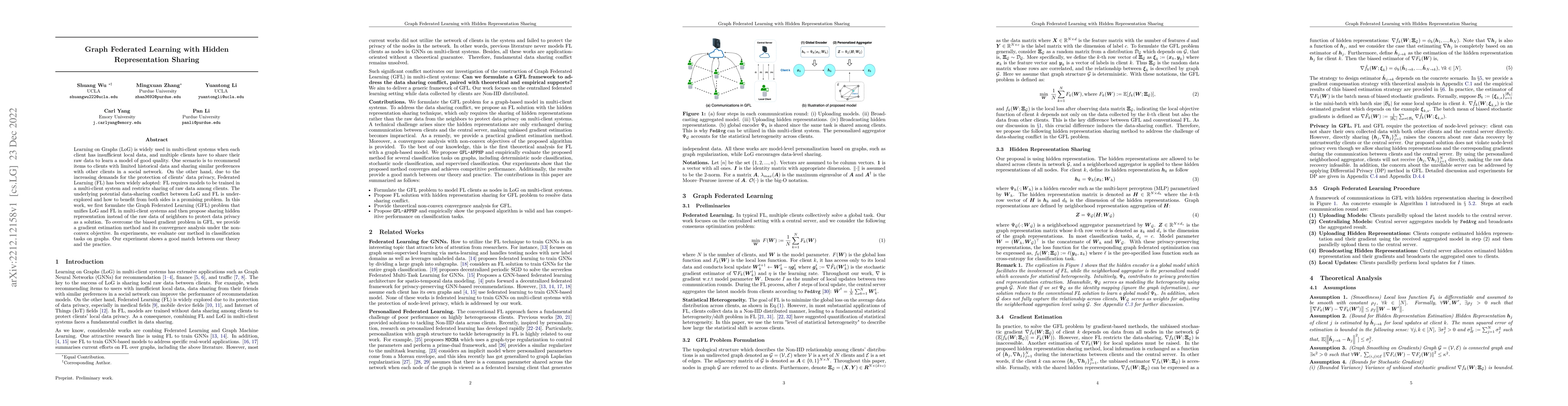 Thumbnail for Graph Federated Learning with Hidden Representation Sharing