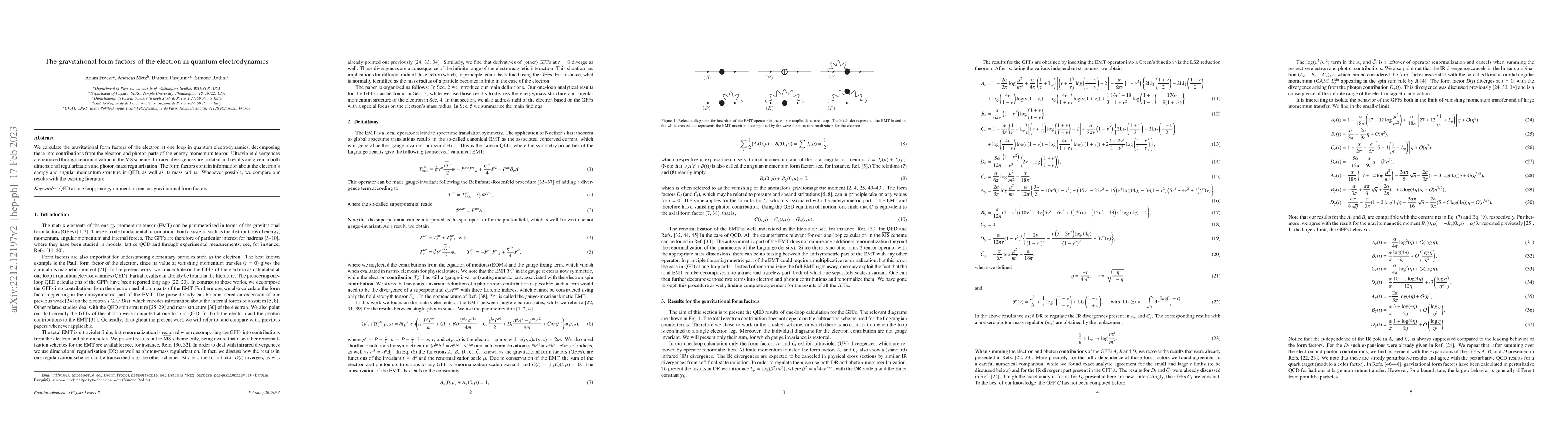 Thumbnail for The gravitational form factors of the electron in quantum
  electrodynamics