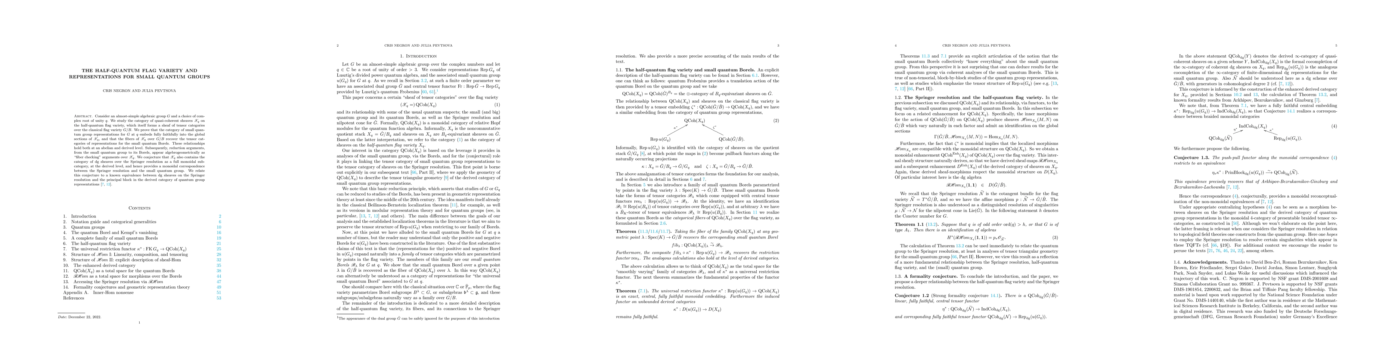 Thumbnail for The half-quantum flag variety and representations for small quantum
  groups