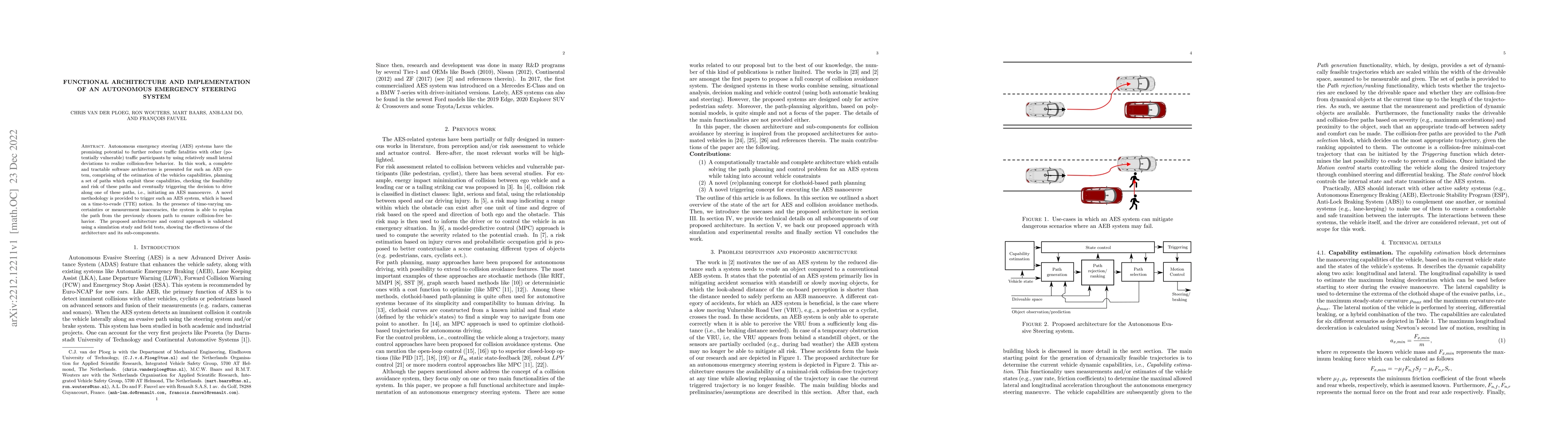 Thumbnail for Functional Architecture and Implementation of an Autonomous Emergency
  Steering System