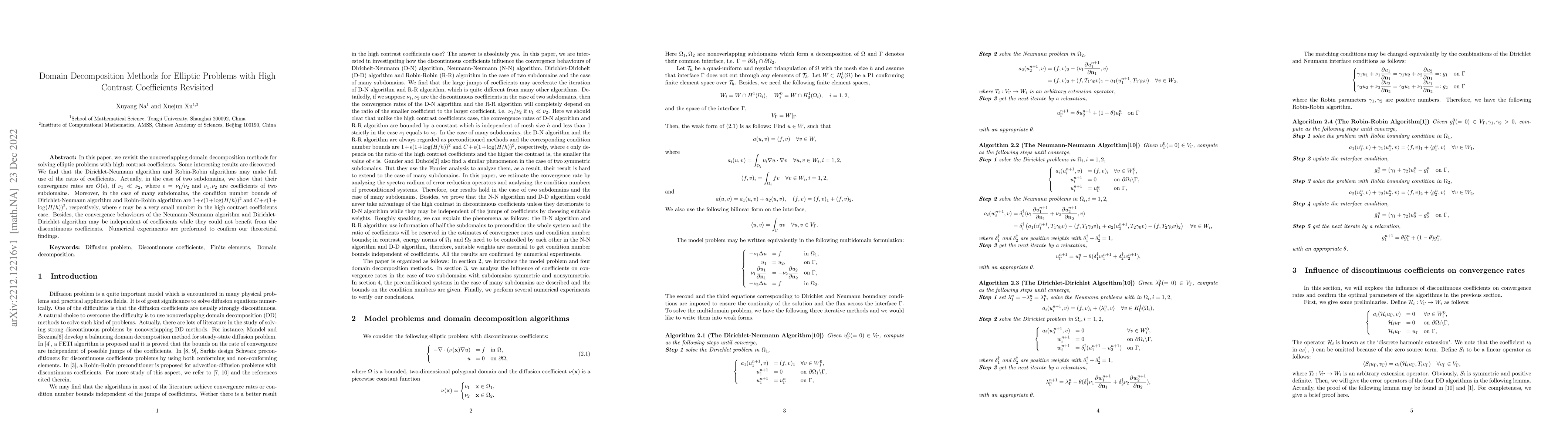 Thumbnail for Domain Decomposition Methods for Elliptic Problems with High Contrast
  Coefficients Revisited