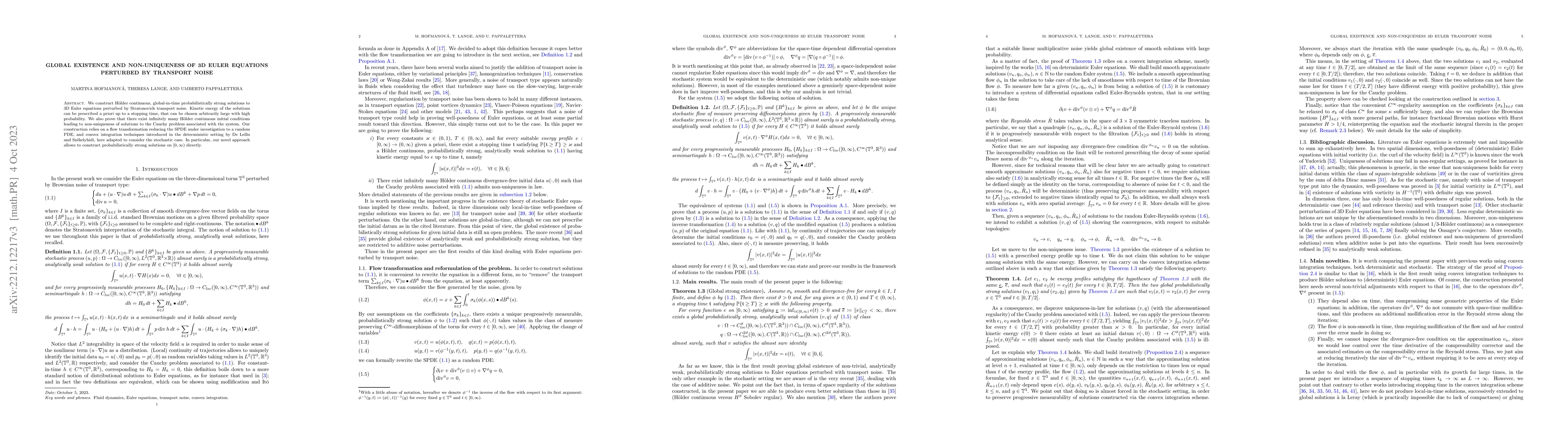 Thumbnail for Global existence and non-uniqueness of 3D Euler equations perturbed by
  transport noise
