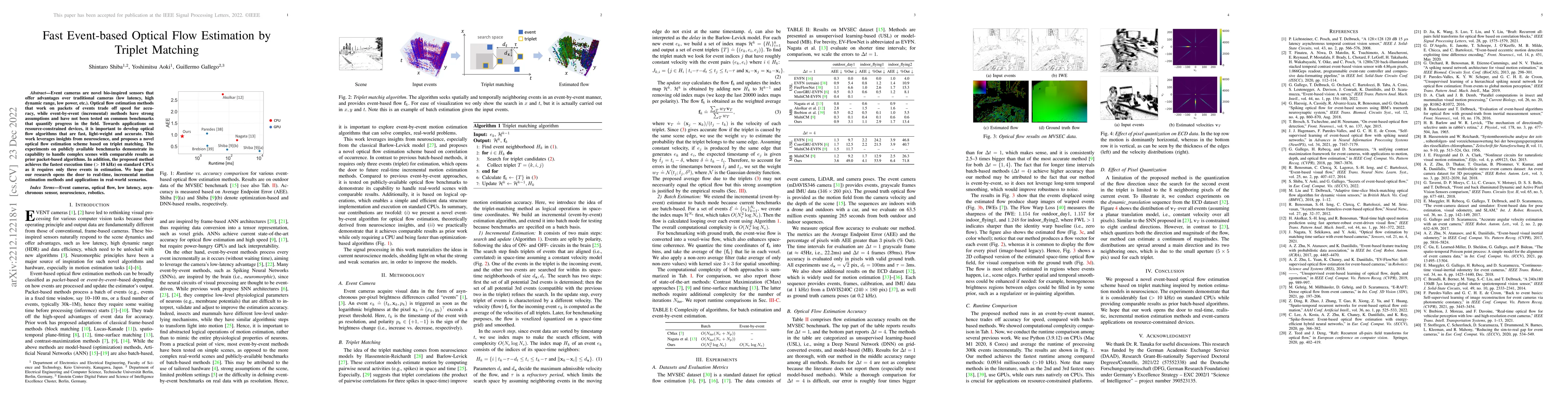Thumbnail for Fast Event-based Optical Flow Estimation by Triplet Matching
